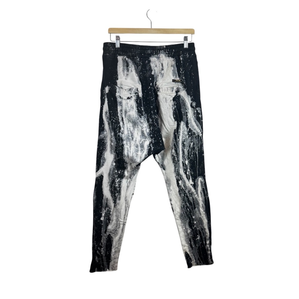 Men's Robins Jeans Sweatpants Galatic Black and White Abstract Joggers Sz S - Picture 5 of 12